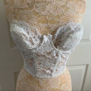 Vintage Victoria’s Secret Corset Lace Bra Bustier Underwire Support Size 34C 90s